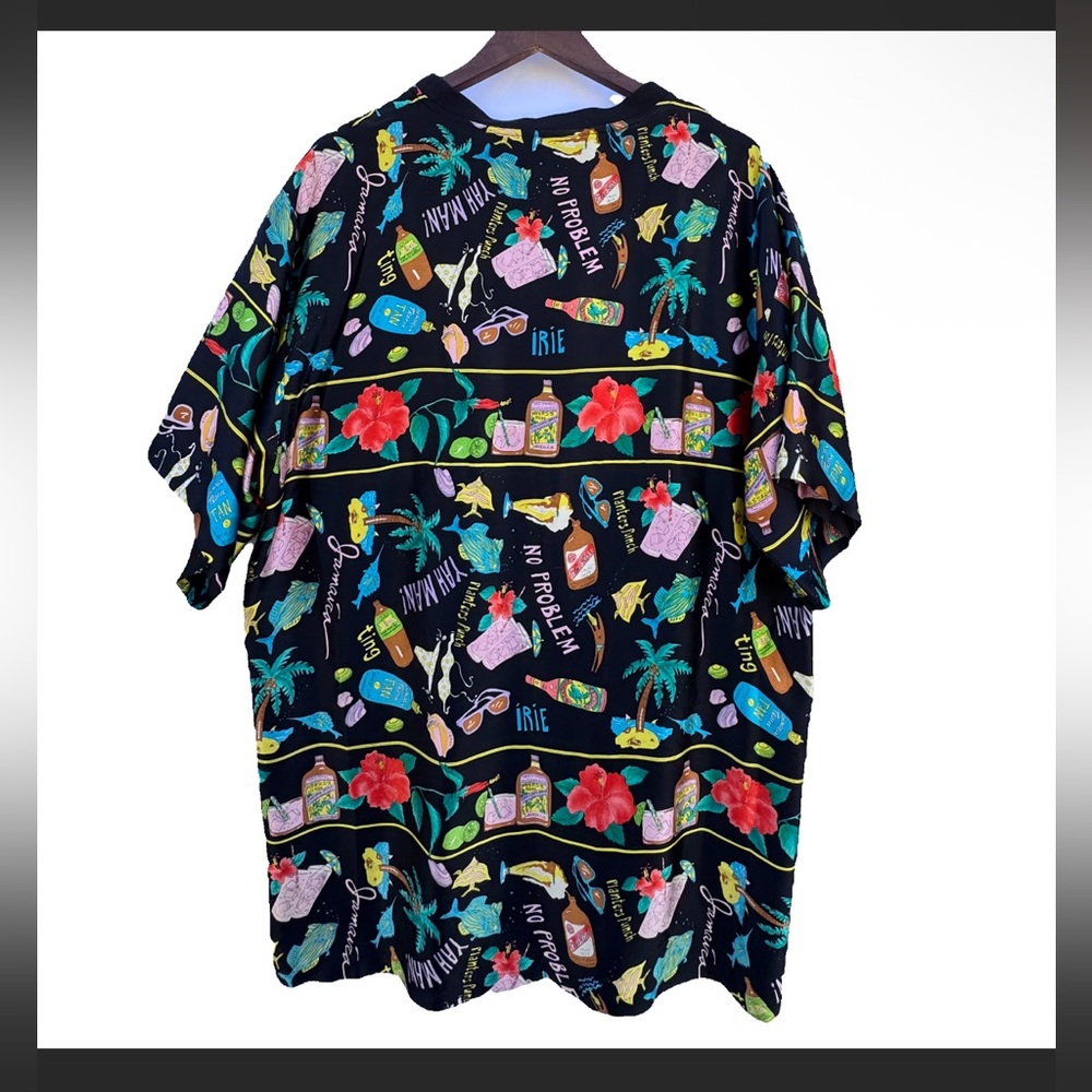 Vintage Nicole Miller Black Silk Shirt Dress with Colorful Graphics